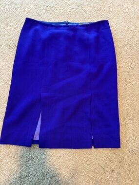 Vintage Neiman Marcus Cobalt Blue Pencil Skirt with Front Slit